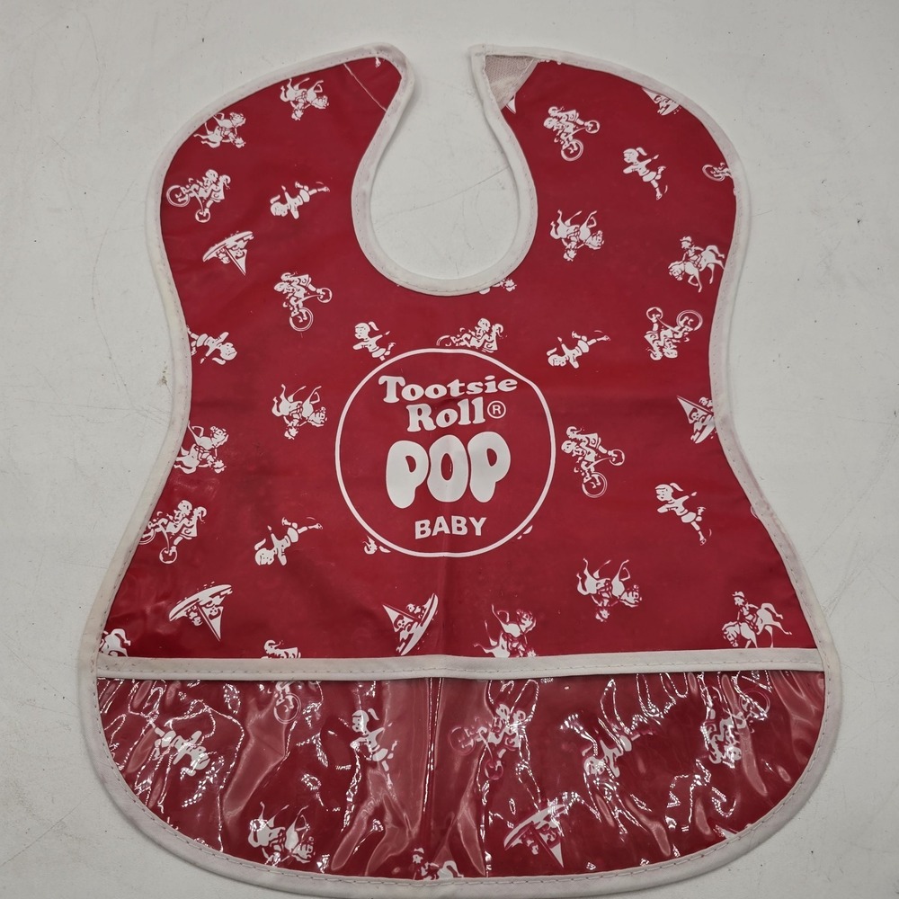 Vintage‎ RARE Tootsie Roll Red Baby Bib Collectible Tootsi Roll Pop